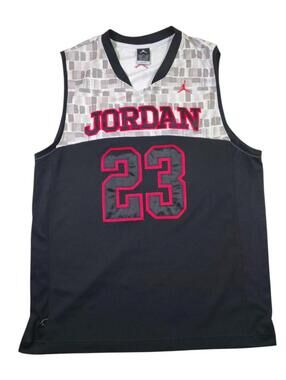 Jordan DRI-FIT 23 Basketball Jersey Black Grey Red Size L